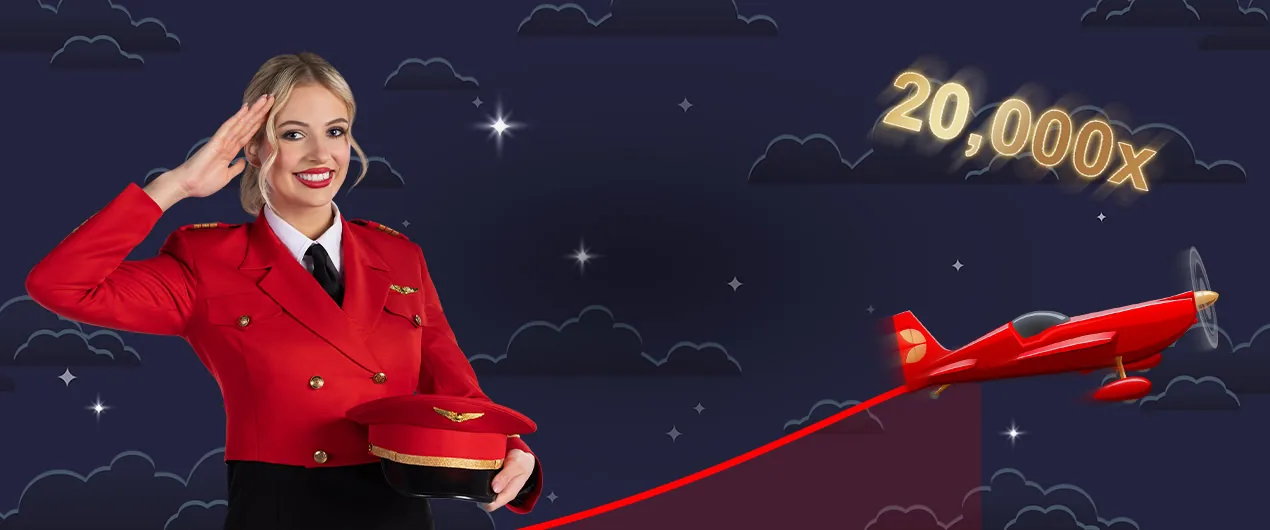 Jeu crash Red Baron d'Evolution — présentatrice en direct et avion rouge avec multiplicateur 20 000x
